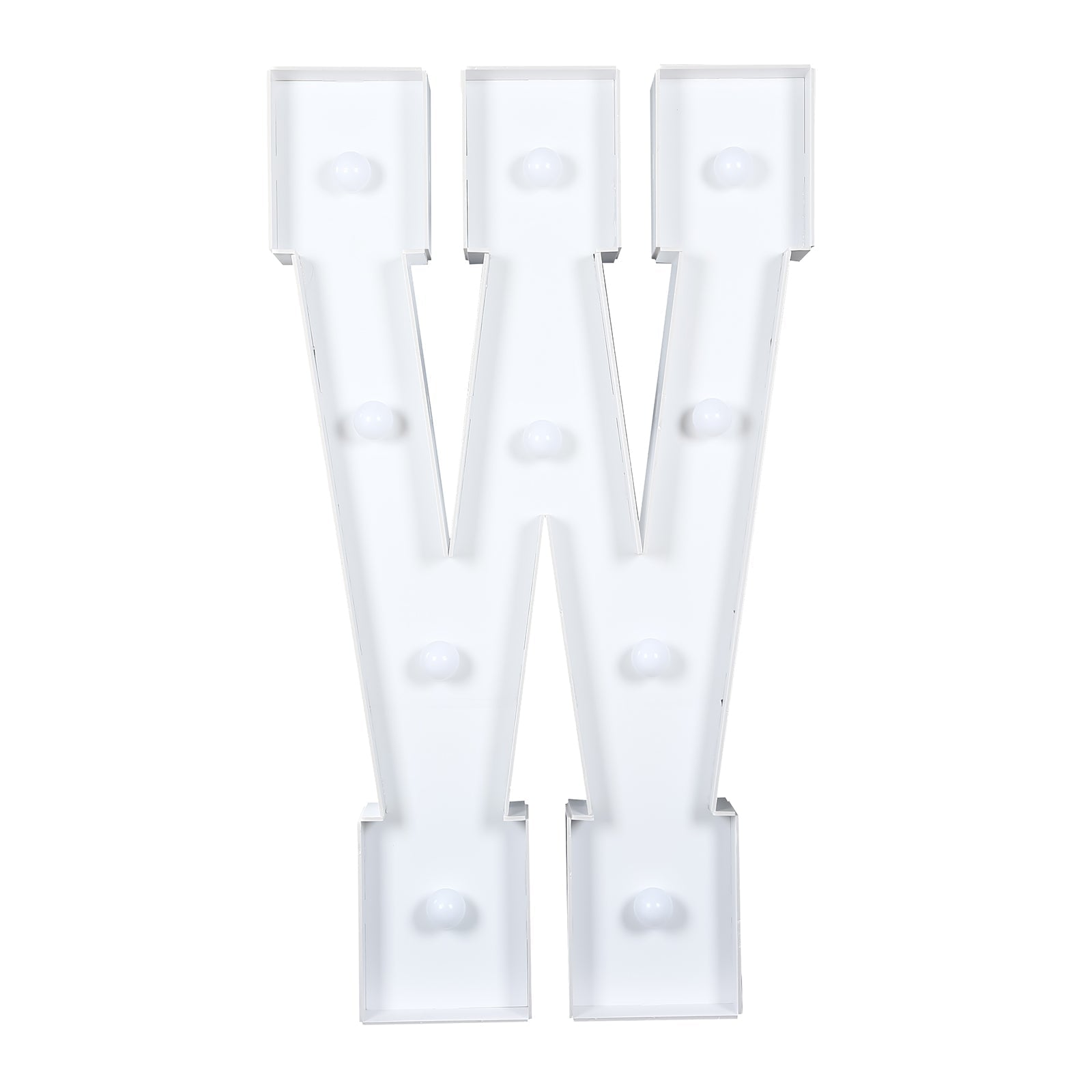 Giant LED Marquee Light Up Letter "W", White 4ft Pre - Cut Foam Board with 10 Warm White Battery Operated LEDs, Glue Gun and Sticks - Bell Racket Store