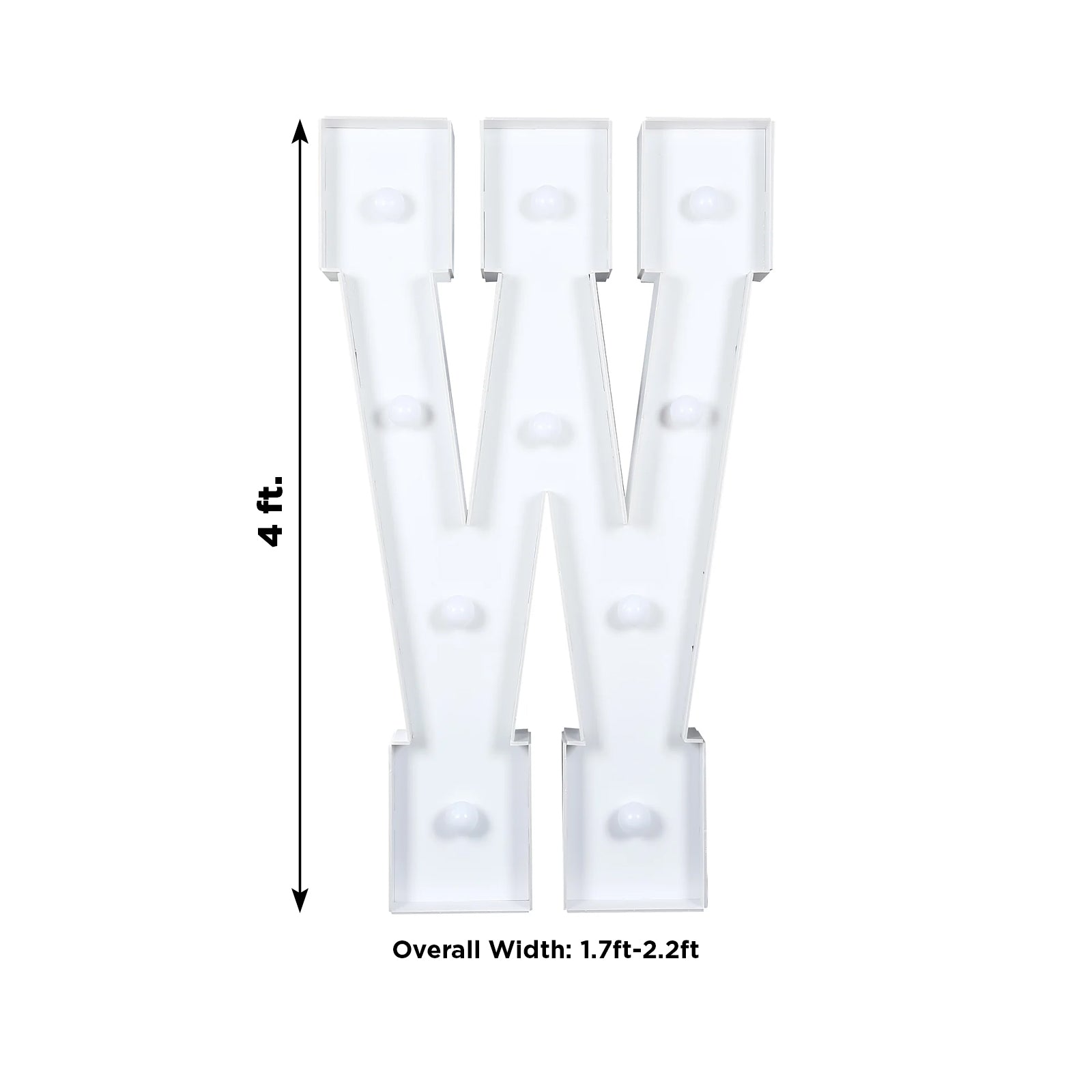 Giant LED Marquee Light Up Letter "W", White 4ft Pre - Cut Foam Board with 10 Warm White Battery Operated LEDs, Glue Gun and Sticks - Bell Racket Store