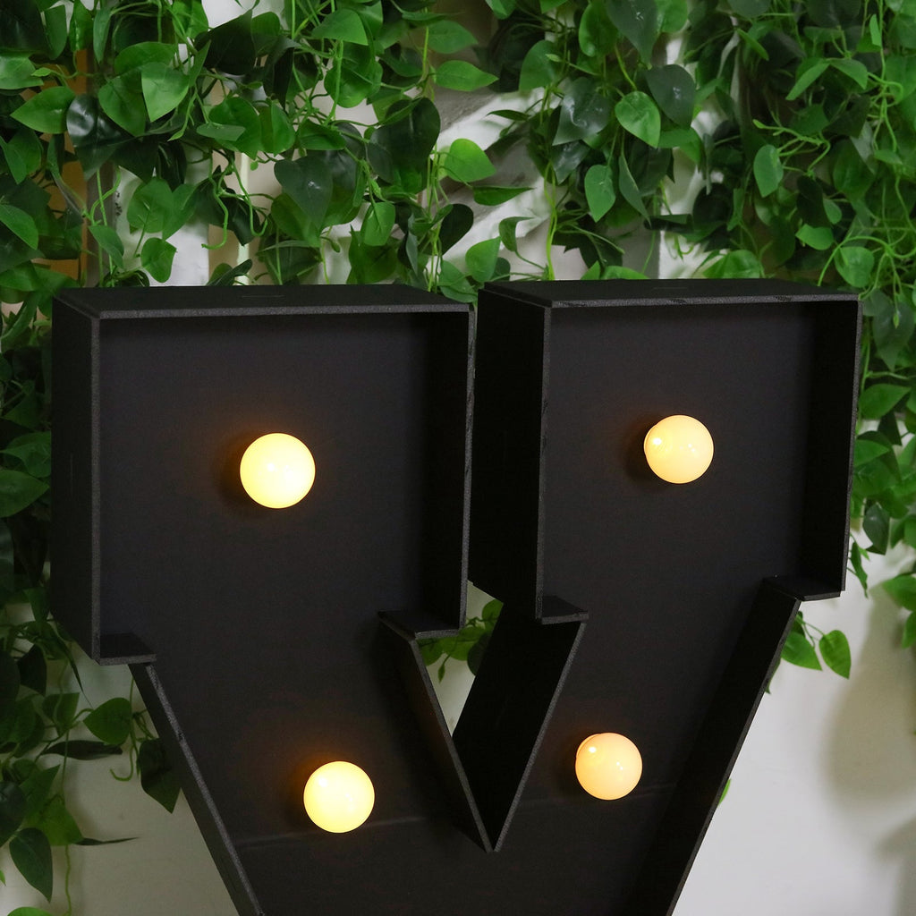 Giant LED Marquee Light Up Letter "X", Black 4ft Pre - Cut Foam Board with 10 Warm White Battery Operated LEDs, Glue Gun and Sticks - Bell Racket Store