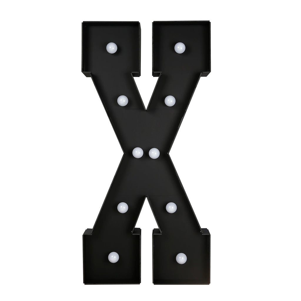 Giant LED Marquee Light Up Letter "X", Black 4ft Pre - Cut Foam Board with 10 Warm White Battery Operated LEDs, Glue Gun and Sticks - Bell Racket Store