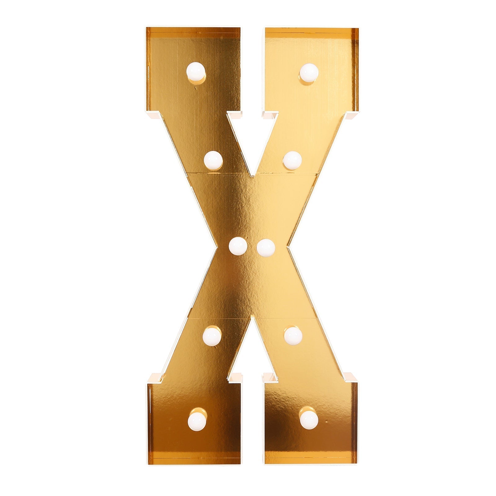 Giant LED Marquee Light Up Letter "X", Gold 4ft Pre - Cut Foam Board with 10 Warm White Battery Operated LEDs, Glue Gun and Sticks - Bell Racket Store