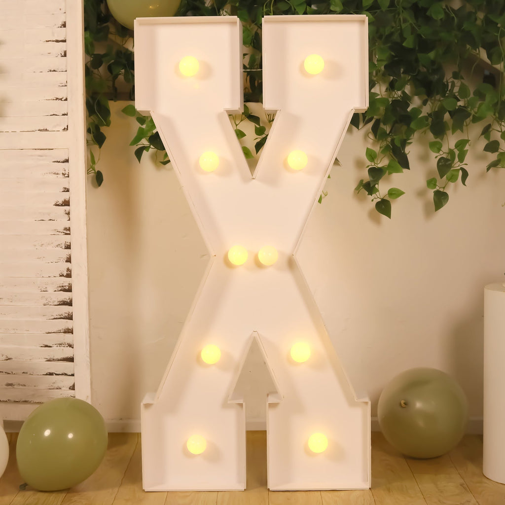 Giant LED Marquee Light Up Letter "X", White 4ft Pre - Cut Foam Board with 10 Warm White Battery Operated LEDs, Glue Gun and Sticks - Bell Racket Store