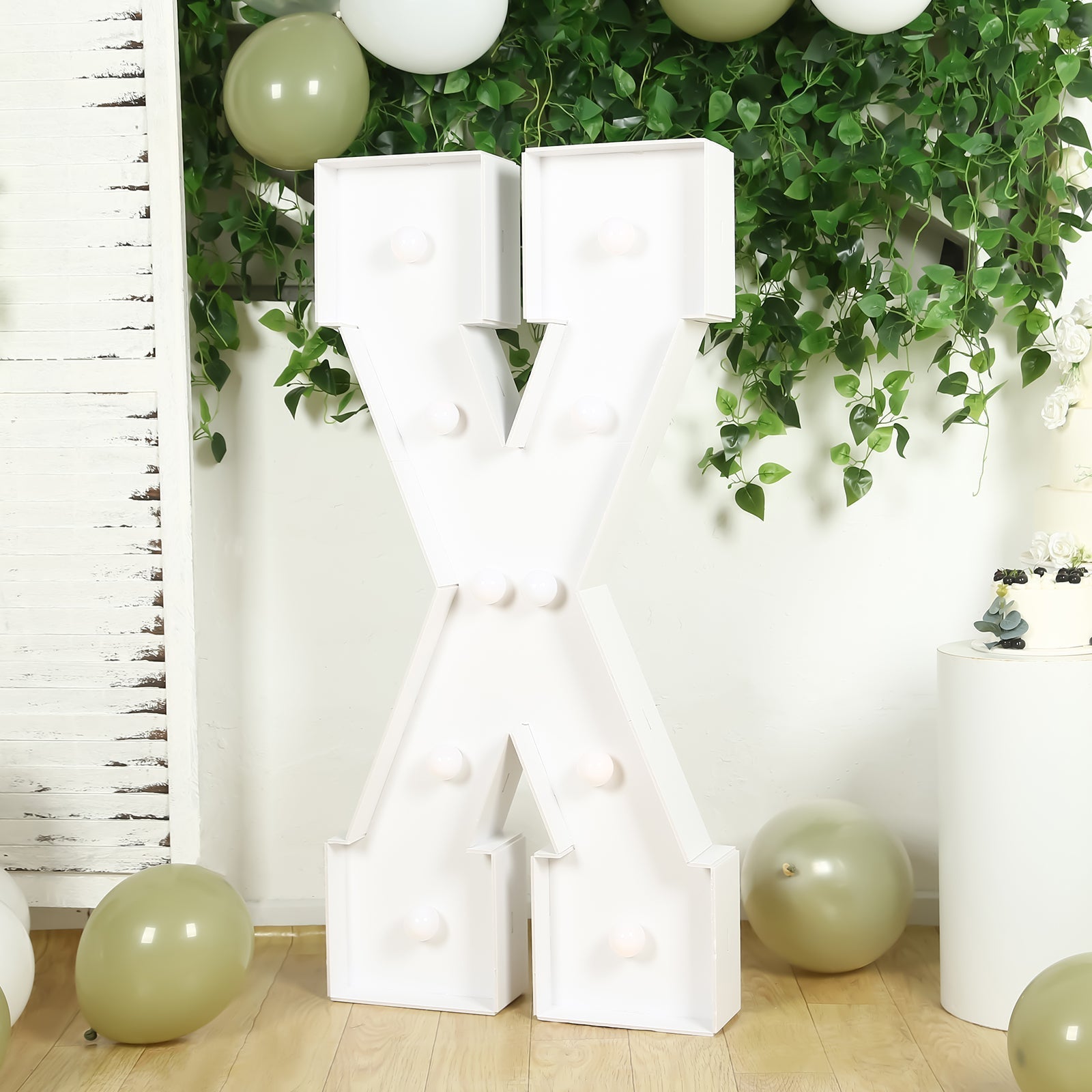 Giant LED Marquee Light Up Letter "X", White 4ft Pre - Cut Foam Board with 10 Warm White Battery Operated LEDs, Glue Gun and Sticks - Bell Racket Store