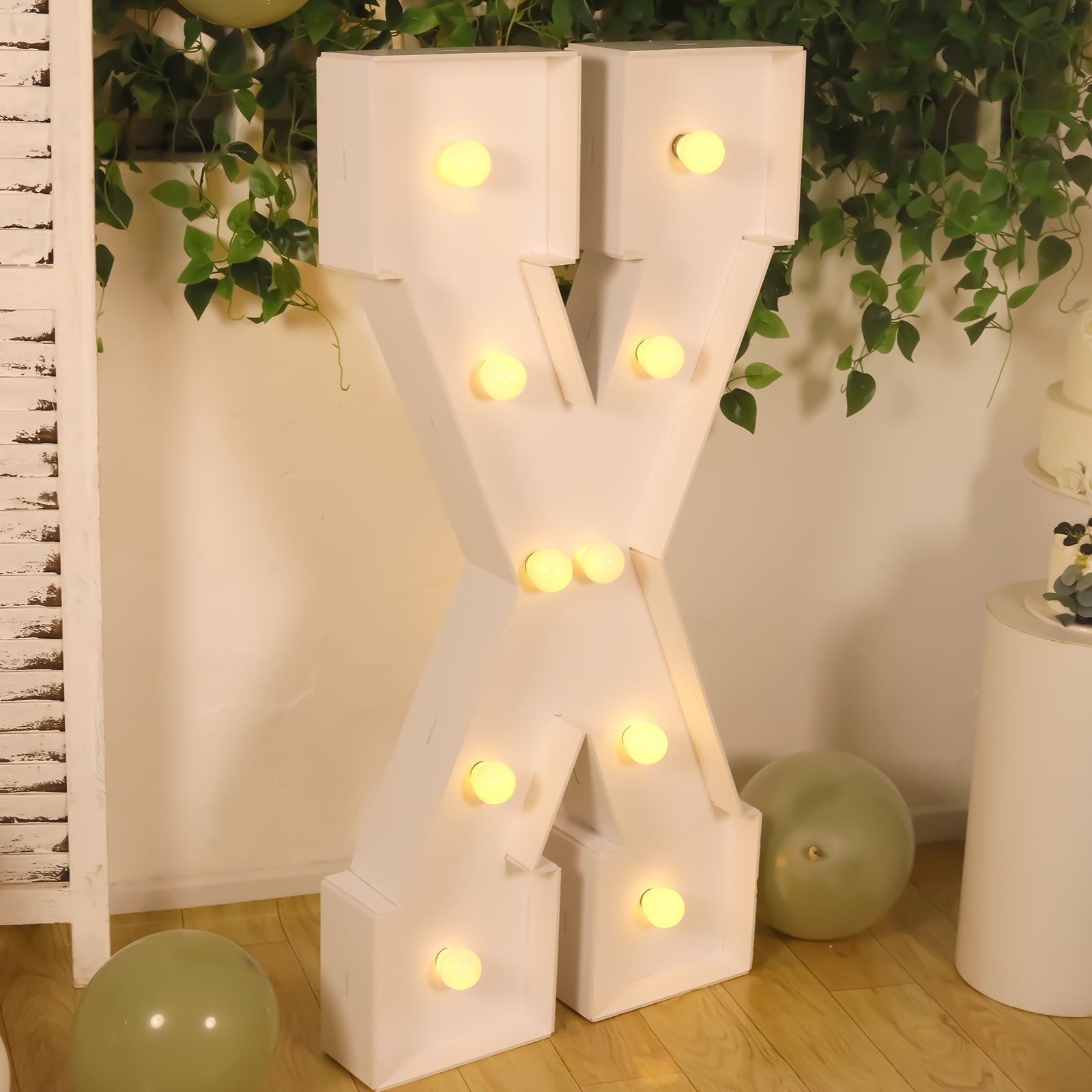 Giant LED Marquee Light Up Letter "X", White 4ft Pre - Cut Foam Board with 10 Warm White Battery Operated LEDs, Glue Gun and Sticks - Bell Racket Store