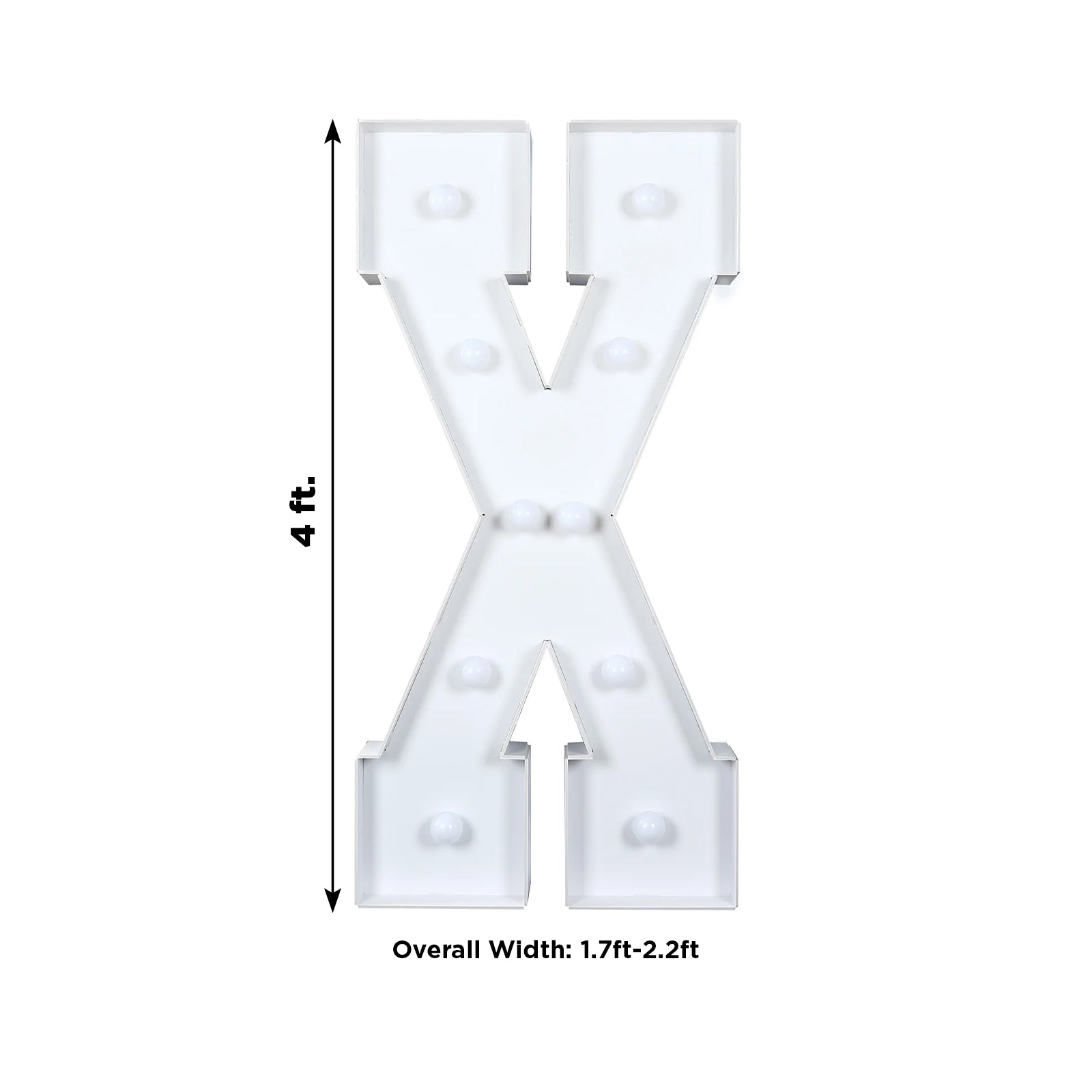 Giant LED Marquee Light Up Letter "X", White 4ft Pre - Cut Foam Board with 10 Warm White Battery Operated LEDs, Glue Gun and Sticks - Bell Racket Store