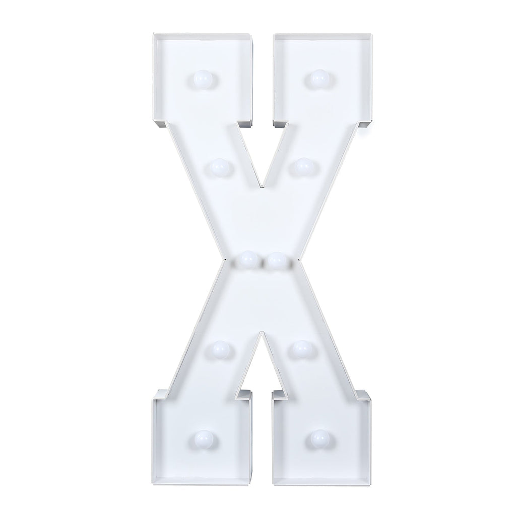 Giant LED Marquee Light Up Letter "X", White 4ft Pre - Cut Foam Board with 10 Warm White Battery Operated LEDs, Glue Gun and Sticks - Bell Racket Store