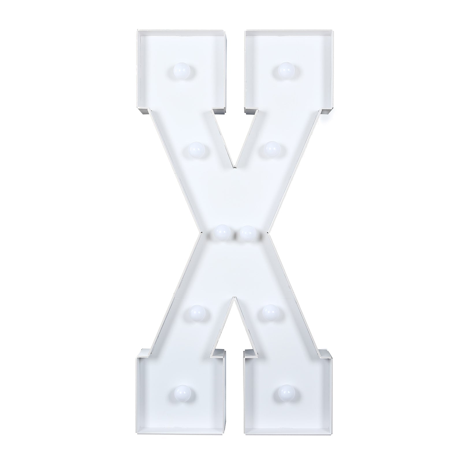 Giant LED Marquee Light Up Letter "X", White 4ft Pre - Cut Foam Board with 10 Warm White Battery Operated LEDs, Glue Gun and Sticks - Bell Racket Store
