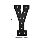 Giant LED Marquee Light Up Letter "Y", Black 4ft Pre - Cut Foam Board with 10 Warm White Battery Operated LEDs, Glue Gun and Sticks - Bell Racket Store