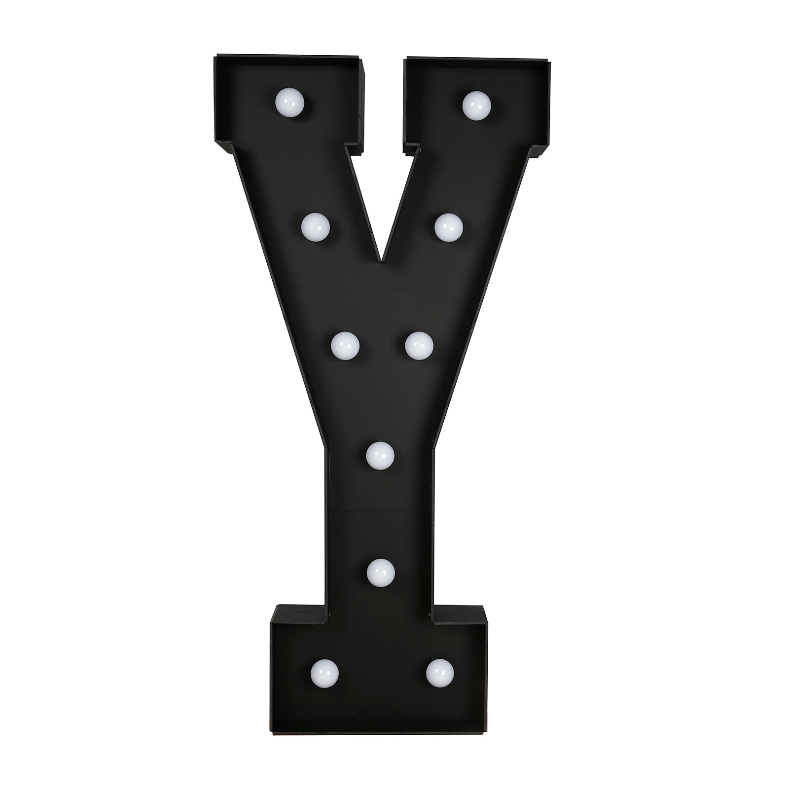 Giant LED Marquee Light Up Letter "Y", Black 4ft Pre - Cut Foam Board with 10 Warm White Battery Operated LEDs, Glue Gun and Sticks - Bell Racket Store