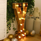 Giant LED Marquee Light Up Letter "Y", Gold 4ft Pre - Cut Foam Board with 10 Warm White Battery Operated LEDs, Glue Gun and Sticks - Bell Racket Store