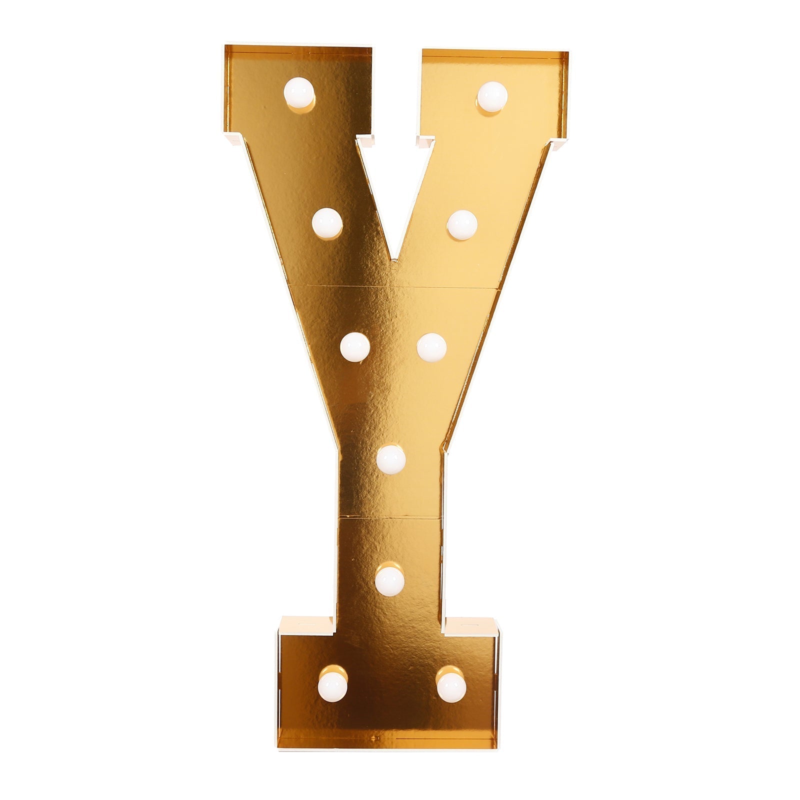 Giant LED Marquee Light Up Letter "Y", Gold 4ft Pre - Cut Foam Board with 10 Warm White Battery Operated LEDs, Glue Gun and Sticks - Bell Racket Store