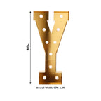 Giant LED Marquee Light Up Letter "Y", Gold 4ft Pre - Cut Foam Board with 10 Warm White Battery Operated LEDs, Glue Gun and Sticks - Bell Racket Store