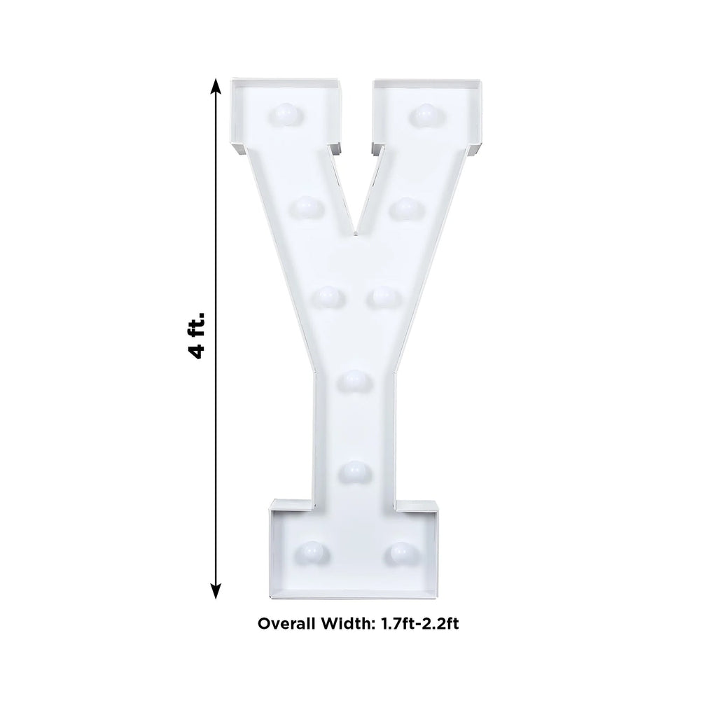 Giant LED Marquee Light Up Letter "Y", White 4ft Pre - Cut Foam Board with 10 Warm White Battery Operated LEDs, Glue Gun and Sticks - Bell Racket Store