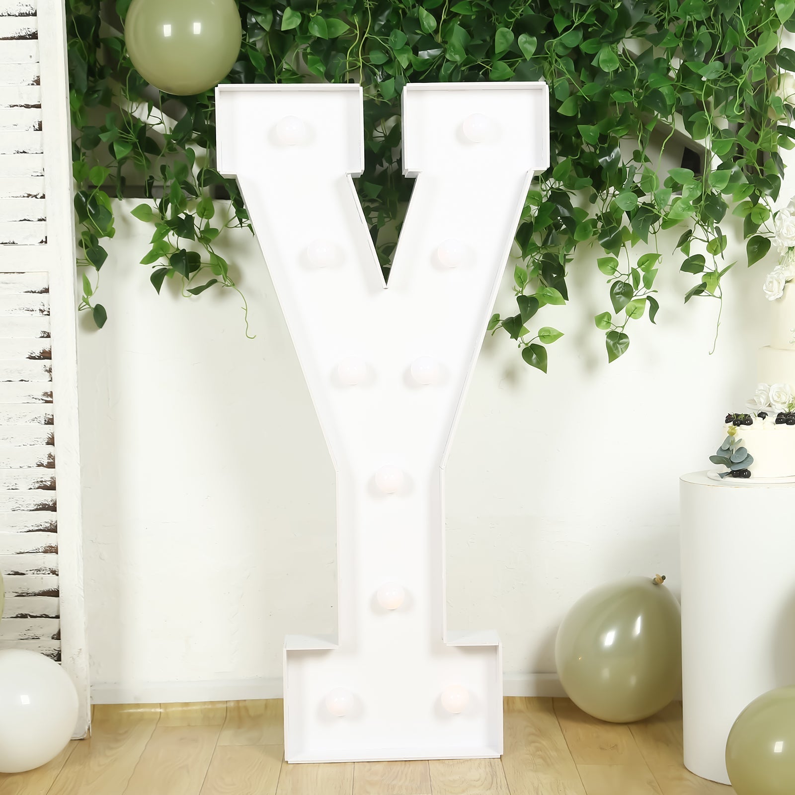 Giant LED Marquee Light Up Letter "Y", White 4ft Pre - Cut Foam Board with 10 Warm White Battery Operated LEDs, Glue Gun and Sticks - Bell Racket Store