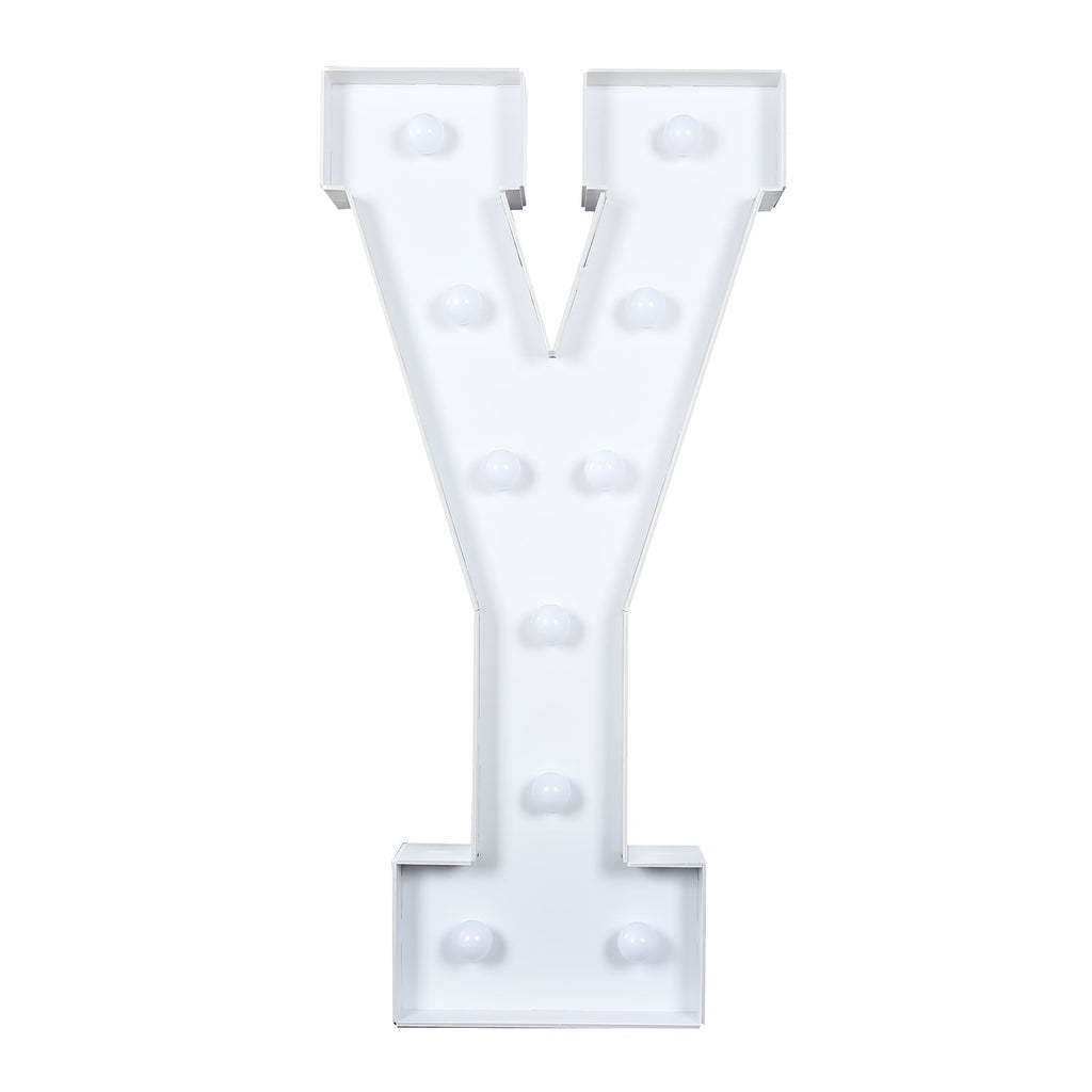 Giant LED Marquee Light Up Letter "Y", White 4ft Pre - Cut Foam Board with 10 Warm White Battery Operated LEDs, Glue Gun and Sticks - Bell Racket Store
