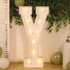 Giant LED Marquee Light Up Letter "Y", White 4ft Pre - Cut Foam Board with 10 Warm White Battery Operated LEDs, Glue Gun and Sticks - Bell Racket Store