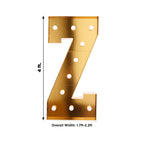 Giant LED Marquee Light Up Letter "Z", Gold 4ft Pre - Cut Foam Board with 10 Warm White Battery Operated LEDs, Glue Gun and Sticks - Bell Racket Store