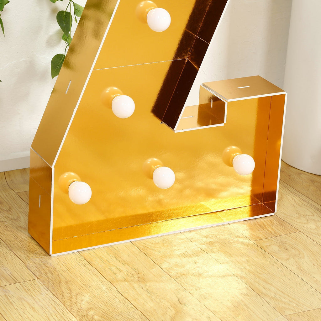 Giant LED Marquee Light Up Letter "Z", Gold 4ft Pre - Cut Foam Board with 10 Warm White Battery Operated LEDs, Glue Gun and Sticks - Bell Racket Store