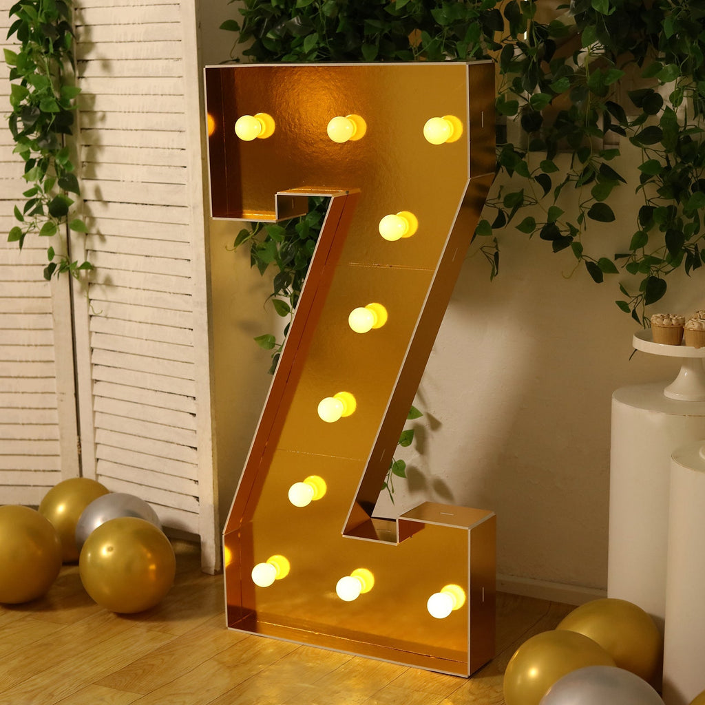 Giant LED Marquee Light Up Letter "Z", Gold 4ft Pre - Cut Foam Board with 10 Warm White Battery Operated LEDs, Glue Gun and Sticks - Bell Racket Store