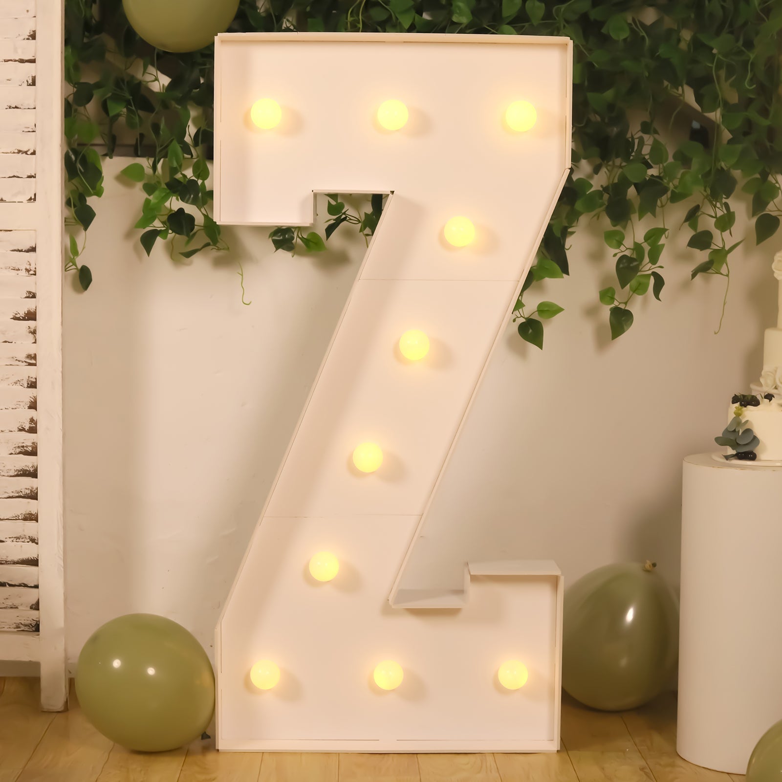 Giant LED Marquee Light Up Letter "Z", White 4ft Pre - Cut Foam Board with 10 Warm White Battery Operated LEDs, Glue Gun and Sticks - Bell Racket Store