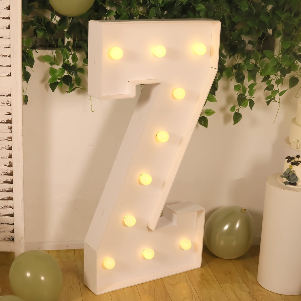 Giant LED Marquee Light Up Letter "Z", White 4ft Pre - Cut Foam Board with 10 Warm White Battery Operated LEDs, Glue Gun and Sticks - Bell Racket Store