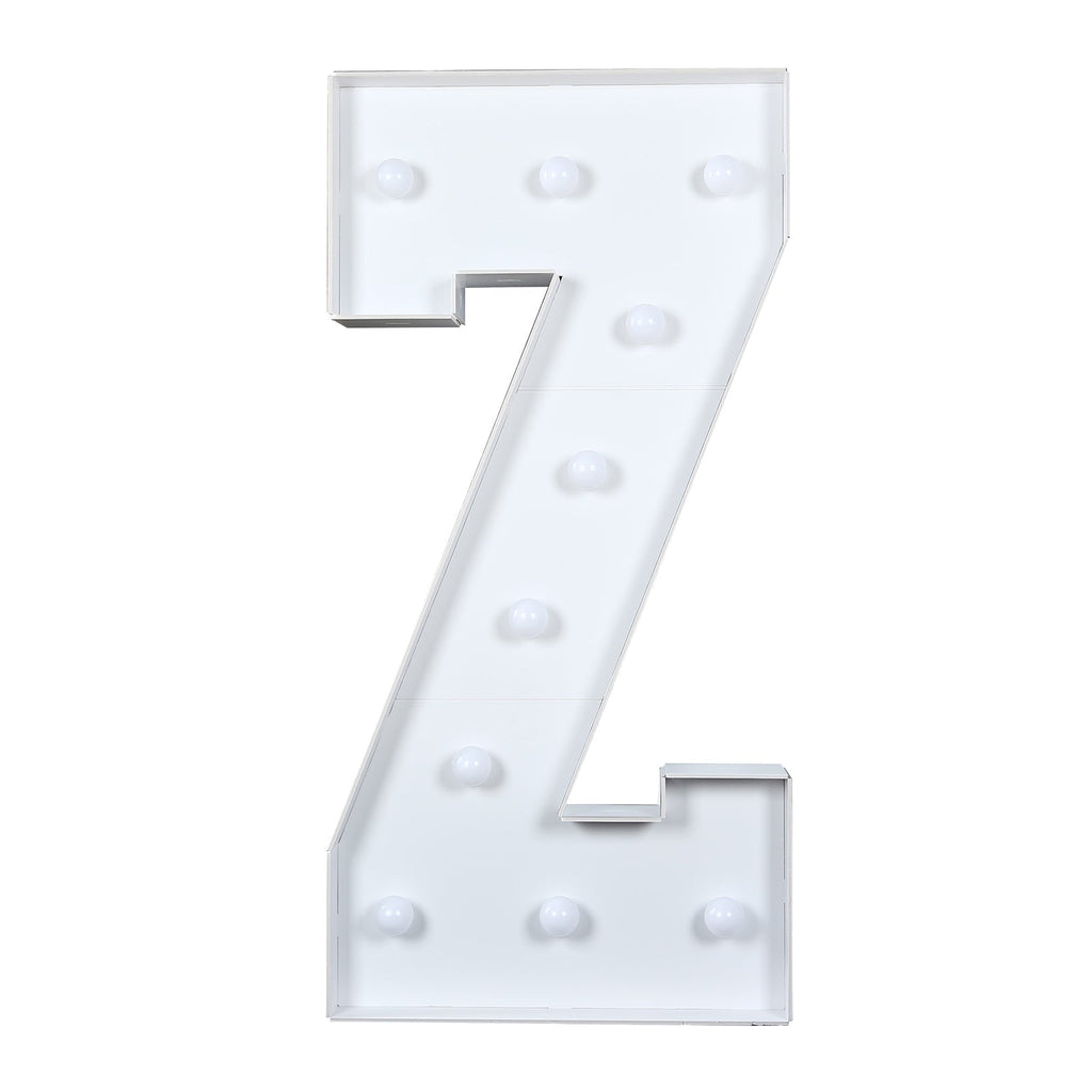 Giant LED Marquee Light Up Letter "Z", White 4ft Pre - Cut Foam Board with 10 Warm White Battery Operated LEDs, Glue Gun and Sticks - Bell Racket Store