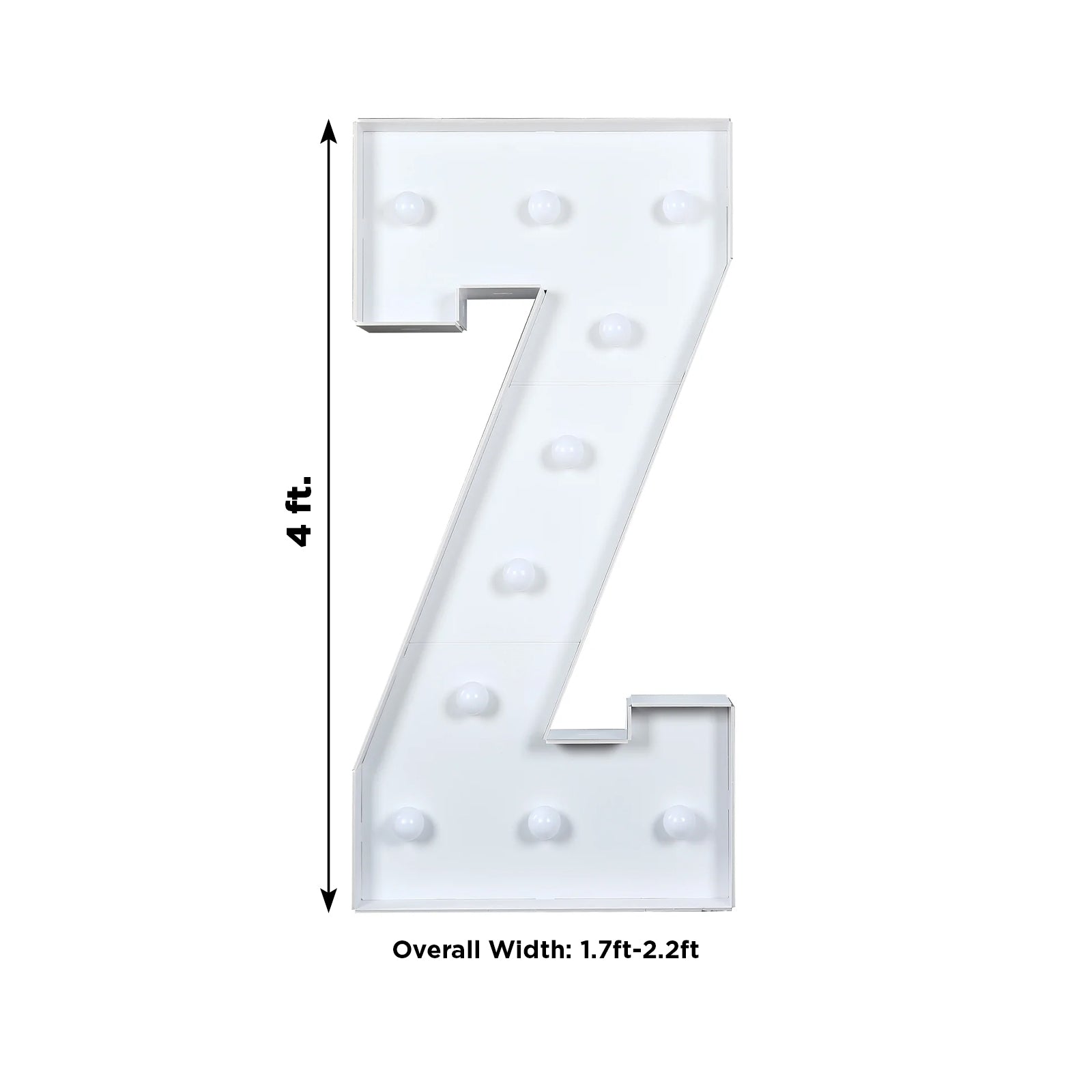 Giant LED Marquee Light Up Letter "Z", White 4ft Pre - Cut Foam Board with 10 Warm White Battery Operated LEDs, Glue Gun and Sticks - Bell Racket Store