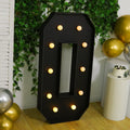 Giant LED Marquee Light Up Number "0", Black 4ft Pre - Cut Foam Board with 10 Warm White Battery Operated LEDs, Glue Gun and Sticks - Bell Racket Store
