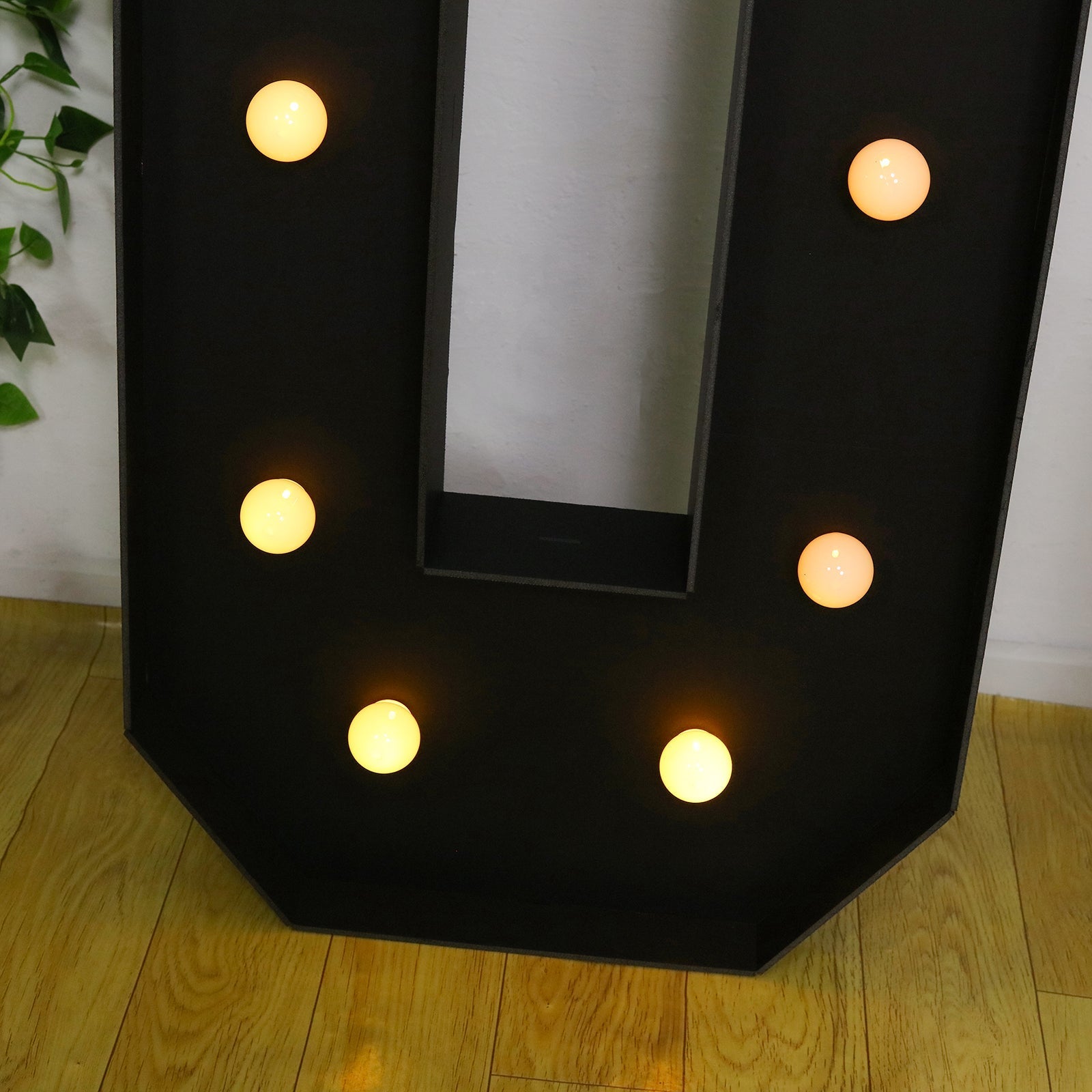 Giant LED Marquee Light Up Number "0", Black 4ft Pre - Cut Foam Board with 10 Warm White Battery Operated LEDs, Glue Gun and Sticks - Bell Racket Store