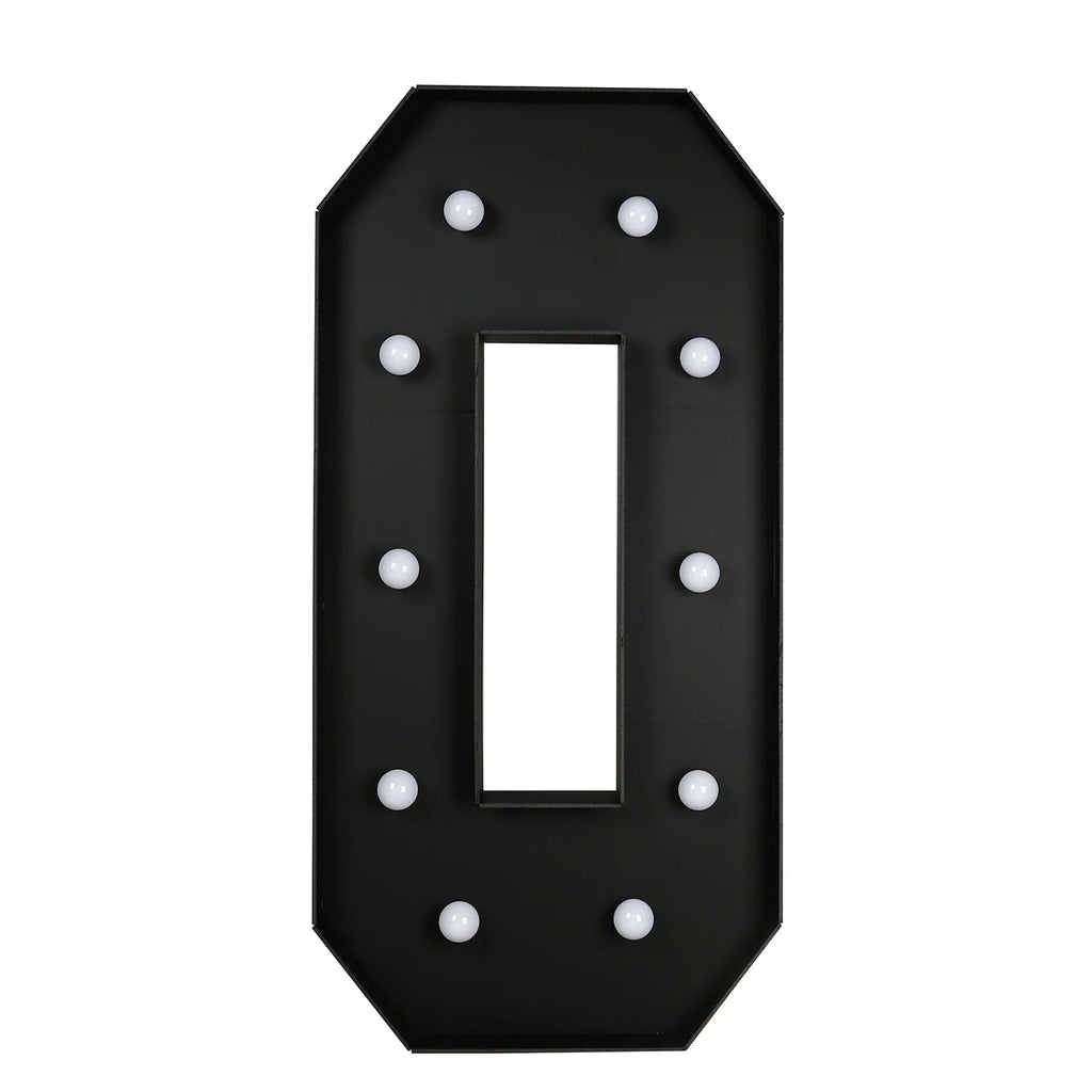 Giant LED Marquee Light Up Number "0", Black 4ft Pre - Cut Foam Board with 10 Warm White Battery Operated LEDs, Glue Gun and Sticks - Bell Racket Store