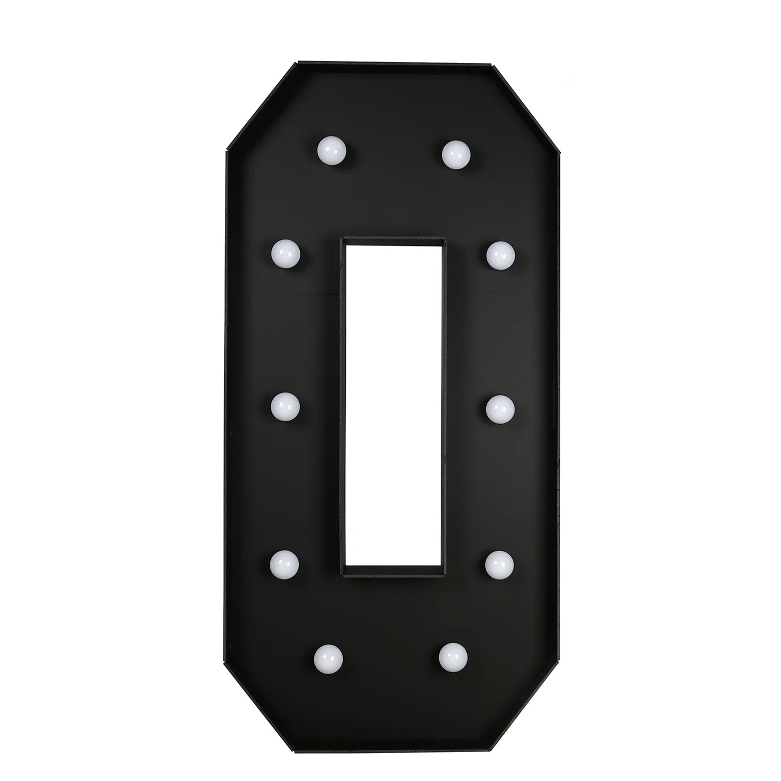 Giant LED Marquee Light Up Number "0", Black 4ft Pre - Cut Foam Board with 10 Warm White Battery Operated LEDs, Glue Gun and Sticks - Bell Racket Store