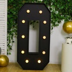 Giant LED Marquee Light Up Number "0", Black 4ft Pre - Cut Foam Board with 10 Warm White Battery Operated LEDs, Glue Gun and Sticks - Bell Racket Store