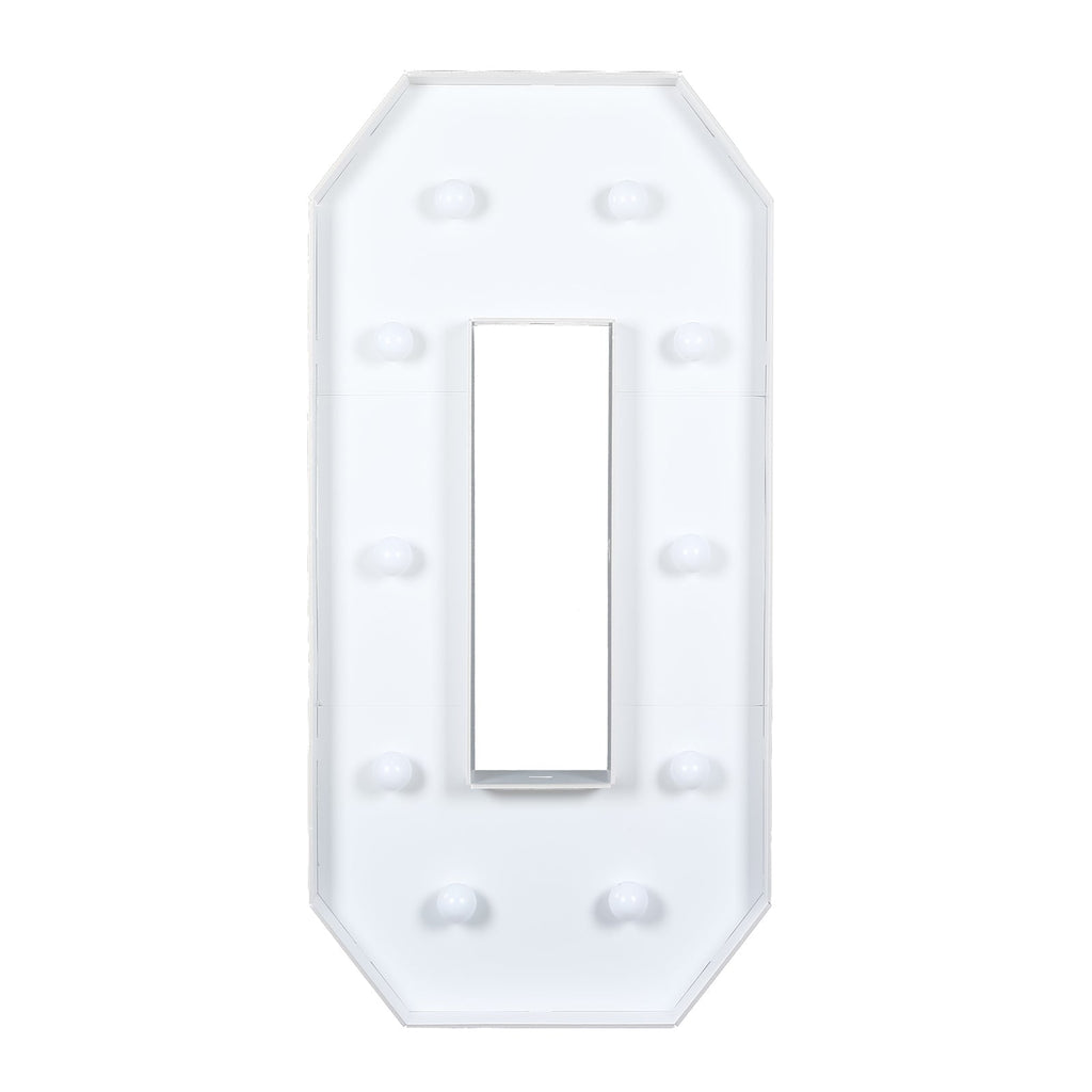 Giant LED Marquee Light Up Number "0", White 4ft Pre - Cut Foam Board with 10 Warm White Battery Operated LEDs, Glue Gun and Sticks - Bell Racket Store