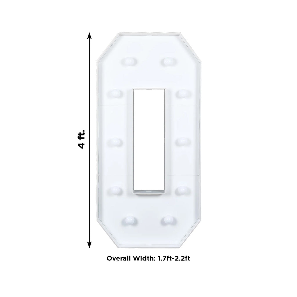 Giant LED Marquee Light Up Number "0", White 4ft Pre - Cut Foam Board with 10 Warm White Battery Operated LEDs, Glue Gun and Sticks - Bell Racket Store