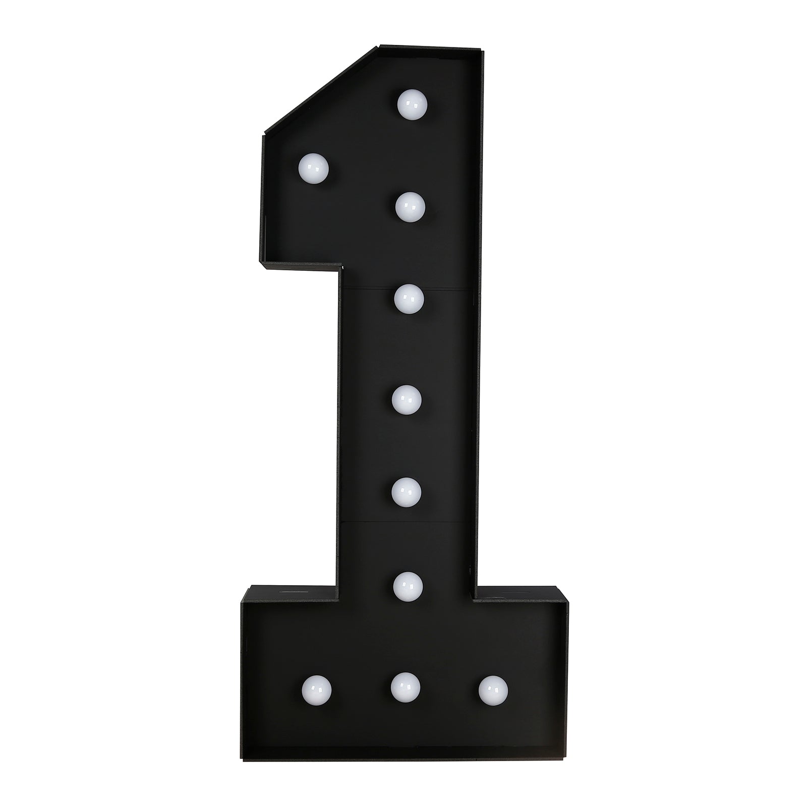Giant LED Marquee Light Up Number "1", Black 4ft Pre - Cut Foam Board with 10 Warm White Battery Operated LEDs, Glue Gun and Sticks - Bell Racket Store