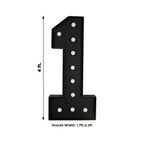 Giant LED Marquee Light Up Number "1", Black 4ft Pre - Cut Foam Board with 10 Warm White Battery Operated LEDs, Glue Gun and Sticks - Bell Racket Store