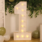 Giant LED Marquee Light Up Number "1", White 4ft Pre - Cut Foam Board with 10 Warm White Battery Operated LEDs, Glue Gun and Sticks - Bell Racket Store