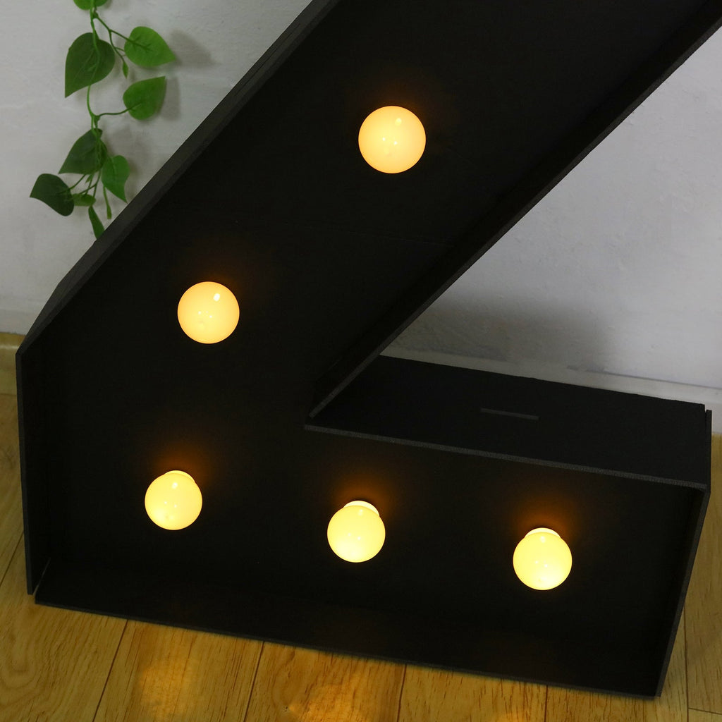 Giant LED Marquee Light Up Number "2", Black 4ft Pre - Cut Foam Board with 10 Warm White Battery Operated LEDs, Glue Gun and Sticks - Bell Racket Store