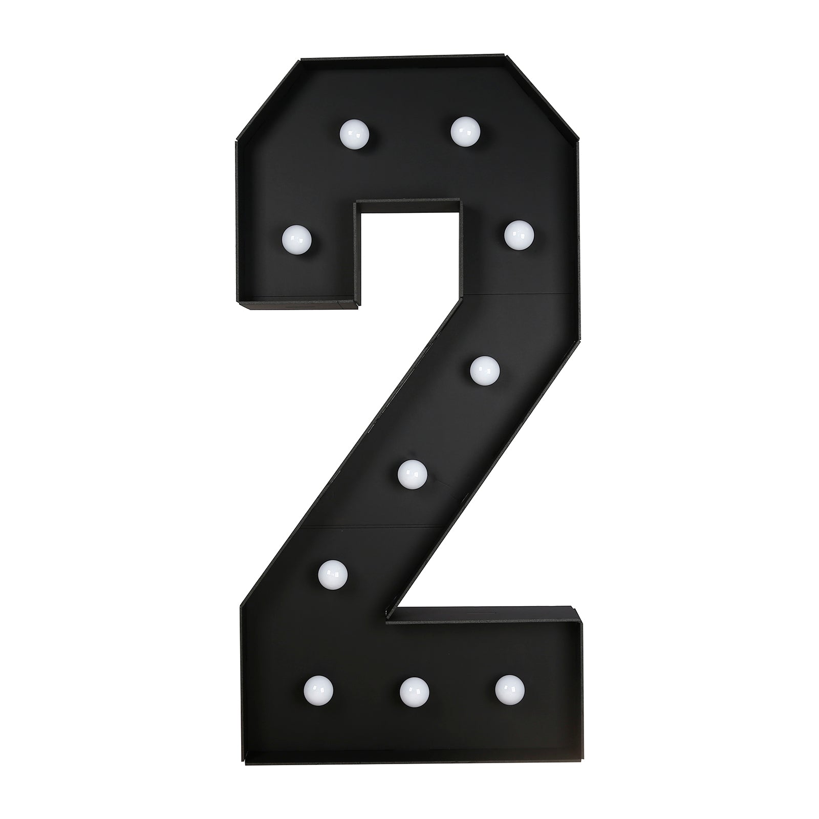 Giant LED Marquee Light Up Number "2", Black 4ft Pre - Cut Foam Board with 10 Warm White Battery Operated LEDs, Glue Gun and Sticks - Bell Racket Store
