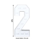 Giant LED Marquee Light Up Number "2", White 4ft Pre - Cut Foam Board with 10 Warm White Battery Operated LEDs, Glue Gun and Sticks - Bell Racket Store