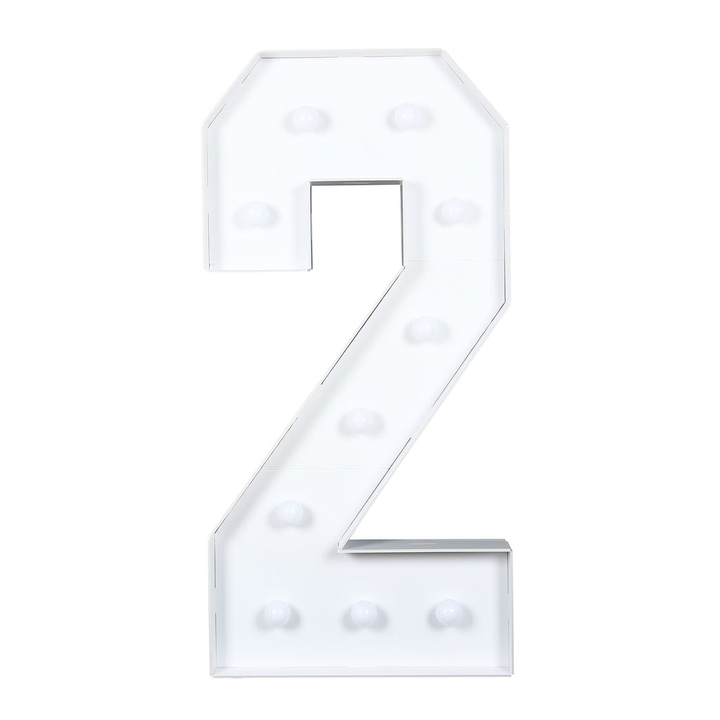 Giant LED Marquee Light Up Number "2", White 4ft Pre - Cut Foam Board with 10 Warm White Battery Operated LEDs, Glue Gun and Sticks - Bell Racket Store