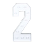 Giant LED Marquee Light Up Number "2", White 4ft Pre - Cut Foam Board with 10 Warm White Battery Operated LEDs, Glue Gun and Sticks - Bell Racket Store