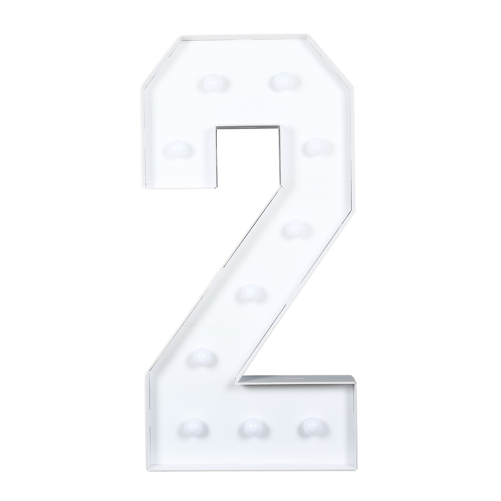 Giant LED Marquee Light Up Number "2", White 4ft Pre - Cut Foam Board with 10 Warm White Battery Operated LEDs, Glue Gun and Sticks - Bell Racket Store