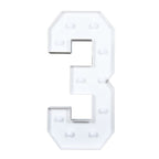 Giant LED Marquee Light Up Number "3", White 4ft Pre - Cut Foam Board with 10 Warm White Battery Operated LEDs, Glue Gun and Sticks - Bell Racket Store
