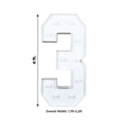 Giant LED Marquee Light Up Number "3", White 4ft Pre - Cut Foam Board with 10 Warm White Battery Operated LEDs, Glue Gun and Sticks - Bell Racket Store