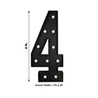 Giant LED Marquee Light Up Number "4", Black 4ft Pre - Cut Foam Board with 10 Warm White Battery Operated LEDs, Glue Gun and Sticks - Bell Racket Store