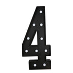 Giant LED Marquee Light Up Number "4", Black 4ft Pre - Cut Foam Board with 10 Warm White Battery Operated LEDs, Glue Gun and Sticks - Bell Racket Store