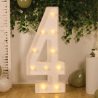 Giant LED Marquee Light Up Number "4", White 4ft Pre - Cut Foam Board with 10 Warm White Battery Operated LEDs, Glue Gun and Sticks - Bell Racket Store