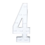 Giant LED Marquee Light Up Number "4", White 4ft Pre - Cut Foam Board with 10 Warm White Battery Operated LEDs, Glue Gun and Sticks - Bell Racket Store