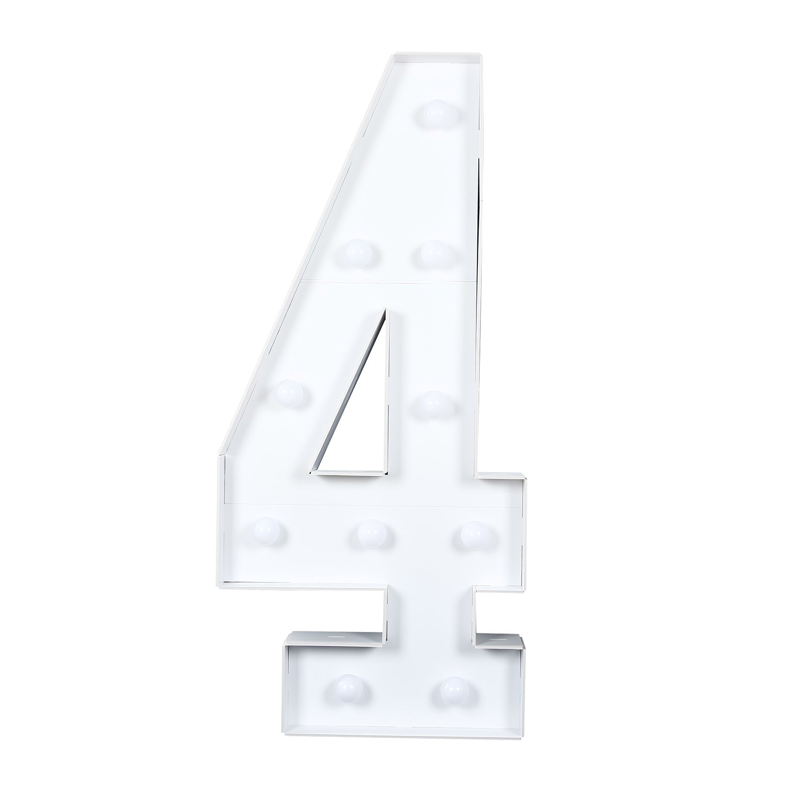Giant LED Marquee Light Up Number "4", White 4ft Pre - Cut Foam Board with 10 Warm White Battery Operated LEDs, Glue Gun and Sticks - Bell Racket Store
